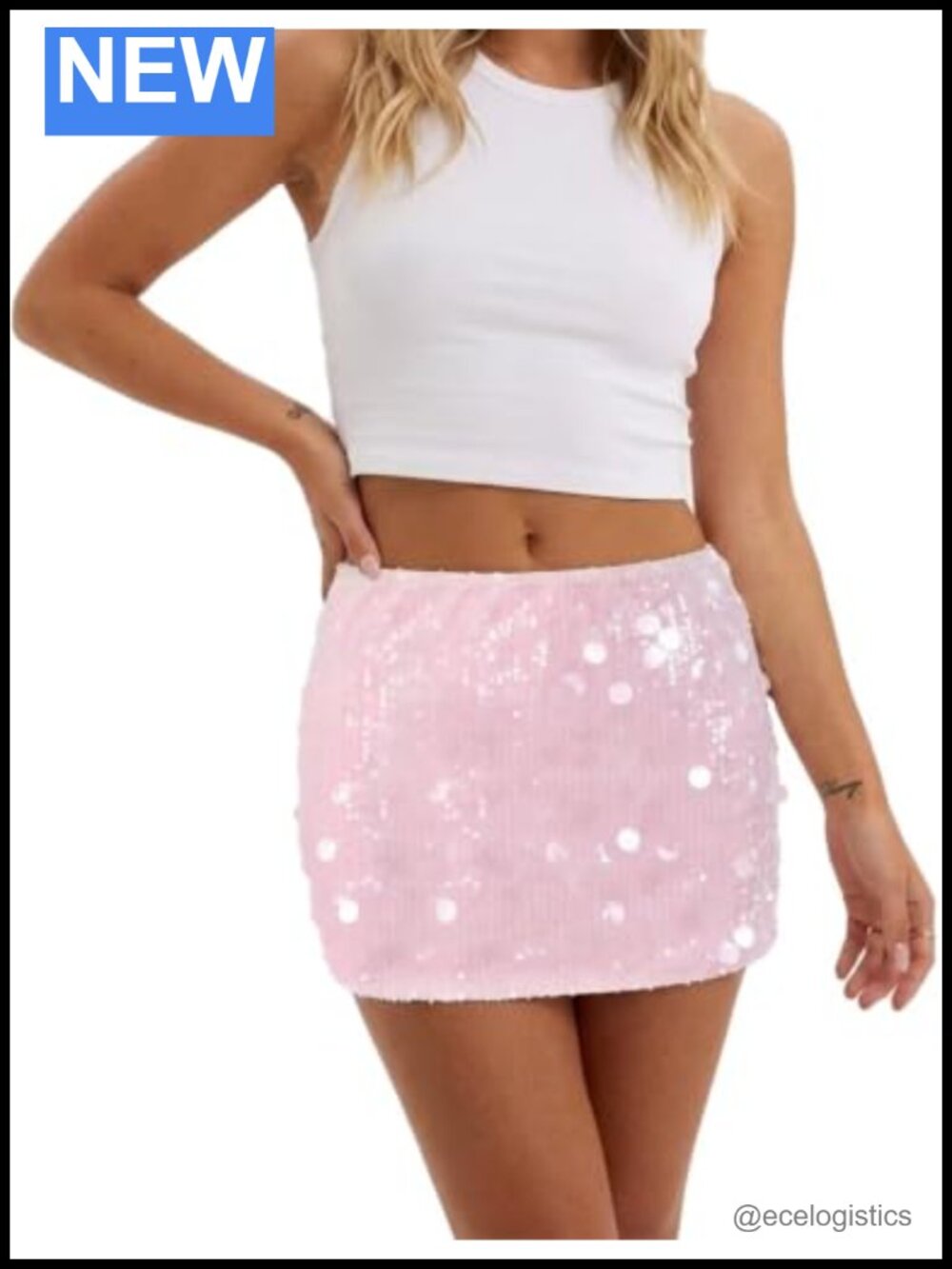 Sparkly Sequin Mini Skirt Glamorous Disco Party Clubwear
